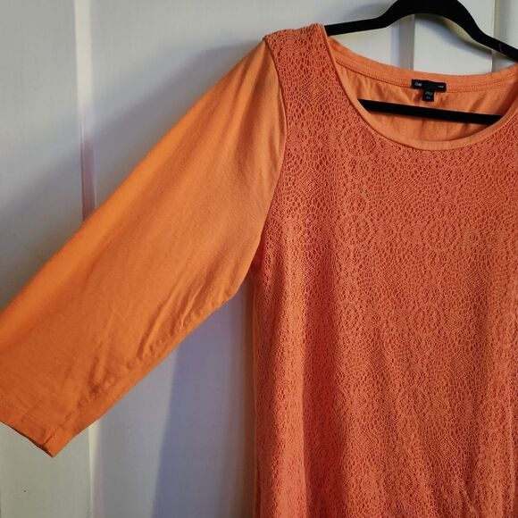 Gap Factory 3/4 Sleeve Crochet Front Overlay Top Size XXL - Picture 5 of 7